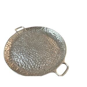 Hammered Aluminum Serving Tray from Mexico .Twelve inches diameter.